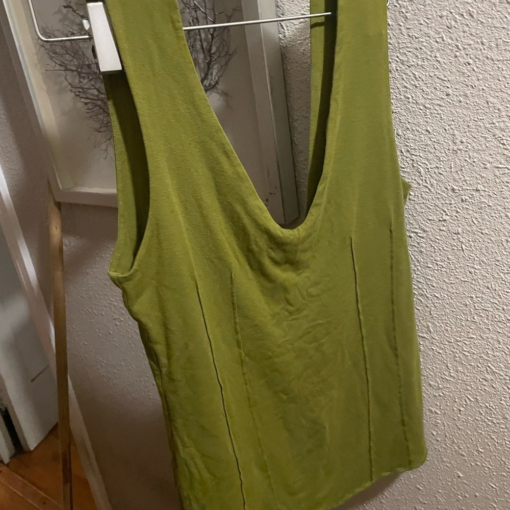Free people Deep V-Neck Olive Green Women's Tank Top